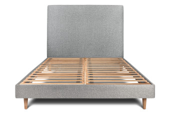 Lit 150x190 cm avec Tête de lit tapissée - Tissu Bouclette