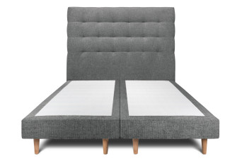 Lit 2x80x200 cm avec Tête de lit capitonnée - Tissu Toile natté