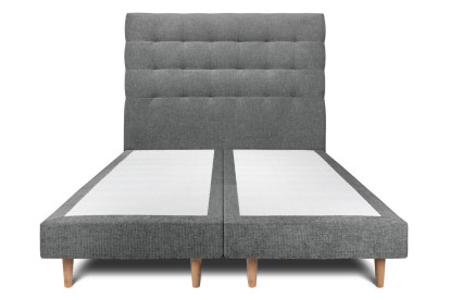 Lit 2x 80x200 cm - Sommier tapissier H29 cm + tête de lit capitonnée - Tissu Toile natté Gris Anthracite