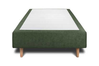 Lit 90x190 cm - Sommier tapissier H35 cm + tête de lit à lignes - Tissu Toile natté Vert Kaki