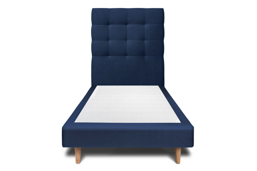 Lit 90x190 cm avec Tête de lit capitonnée - Tissu Velours