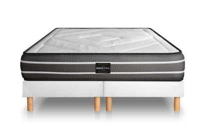 Pack lit complet 200x200 cm - Matelas + 2 Sommiers Blancs + 2 oreillers + Couette - Exclusive