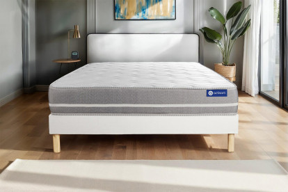 Ensemble Matelas Sommier 140x200 cm - Sommier Blanc (en kit) - Actimemo Touch