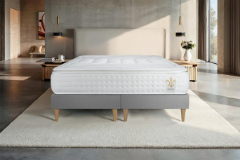 Ensemble Matelas Sommier 160x200 cm - 2 Sommiers Gris - Vingt-Quatre PLUS