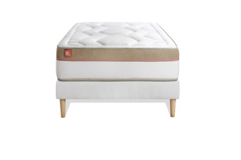 Ensemble Matelas Sommier 90x190 cm - Sommier Blanc (en kit) - Le Cosy