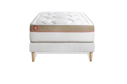Ensemble Matelas Sommier 90x190 cm - Sommier Blanc (en kit) - Le Cosy