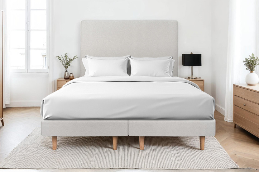 Lit 2x80x200 cm avec Tête de lit tapissée - Tissu Velours
