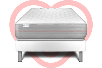 Ensemble Matelas Sommier 90x190 cm - Sommier Blanc (en kit) - Vitalmemo