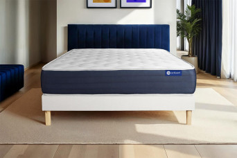 Ensemble Matelas Sommier 120x190 cm - Sommier Blanc (en kit) - Actimemo Sleep