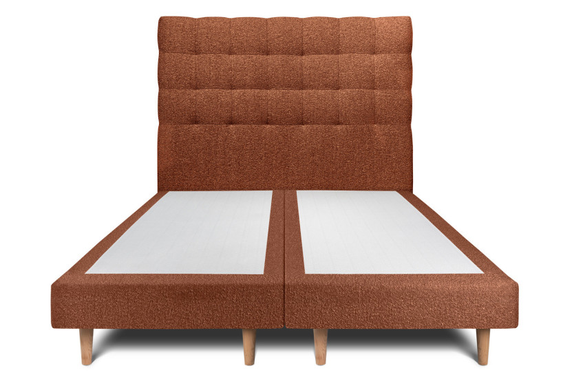 Lit 2x100x200 cm avec Tête de lit capitonnée - Tissu Bouclette