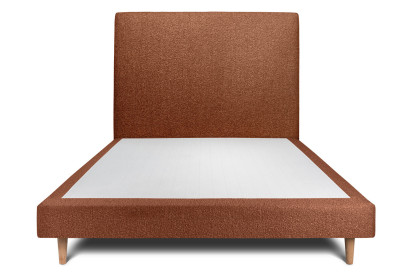 Lit 160x200 cm - Sommier tapissier H29 cm + tête de lit tapissée - Tissu Bouclette Terracotta