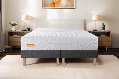 Ensemble Matelas Sommier 160x200 cm - 2 Sommiers Gris - Memo Bio