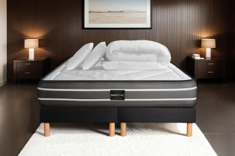 Pack lit complet 180x200 cm - Matelas + 2 Sommiers Noirs + 2 oreillers + Couette - Exclusive