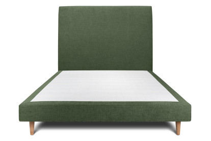 Lit 150x190 cm - Sommier tapissier H29 cm + tête de lit tapissée - Tissu Toile natté Vert Kaki