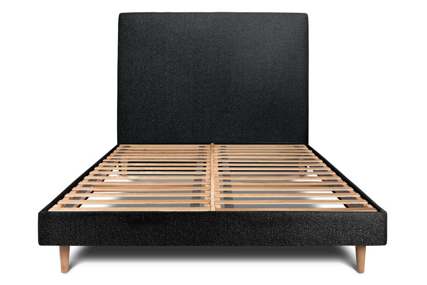 Lit 150x200 cm avec Tête de lit tapissée - Tissu Bouclette