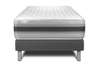 Ensemble Matelas Sommier 90x190 cm - Sommier Gris (déjà monté) - Vitalmemo Back