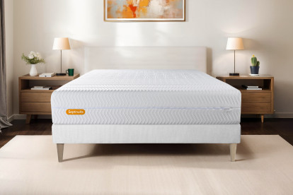 Ensemble Matelas Sommier 140x190 cm - Sommier Blanc (déjà monté) - Memo Bio
