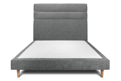 Lit 150x200 cm - Sommier tapissier H29 cm + tête de lit à lignes - Tissu Toile natté Gris Anthracite