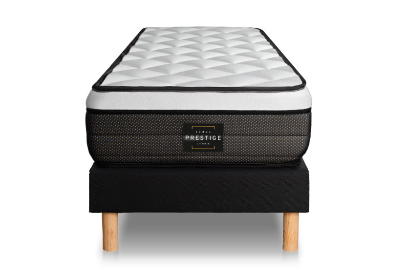 Ensemble Matelas Sommier 120x190 cm - Sommier Noir (en kit) - Suite
