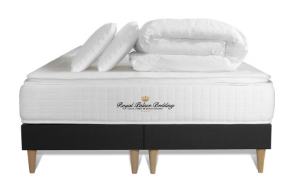 Pack lit complet 200x200 cm - Matelas + 2 Sommiers noirs + 2 oreillers + Couette - George V