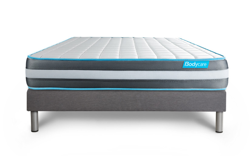 Ensemble Matelas Sommier 160x200 cm - Sommier Gris (en kit) - Bodyform