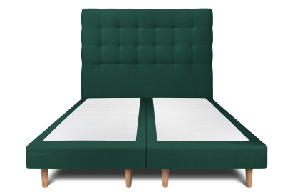 Lit 2x 80x200 cm - Sommier tapissier H29 cm + tête de lit capitonnée - Tissu Velours Vert