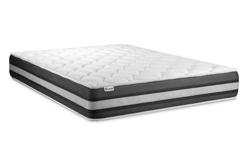 Ensemble Matelas Sommier 140x190 cm - Sommier Noir (en kit) - Vitalspring Zen