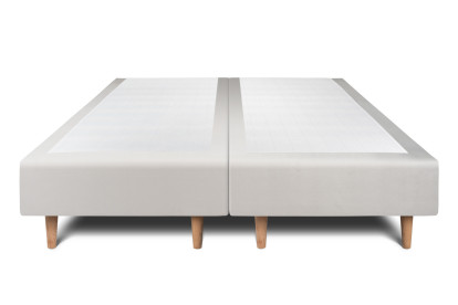 Lit 2x 100x200 cm - Sommier tapissier H35 cm + tête de lit à lignes - Tissu Velours Gris Clair