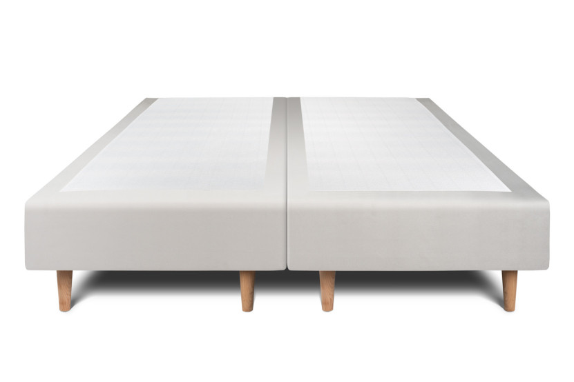 Lit 2x100x200 cm avec Tête de lit à lignes - Tissu Velours