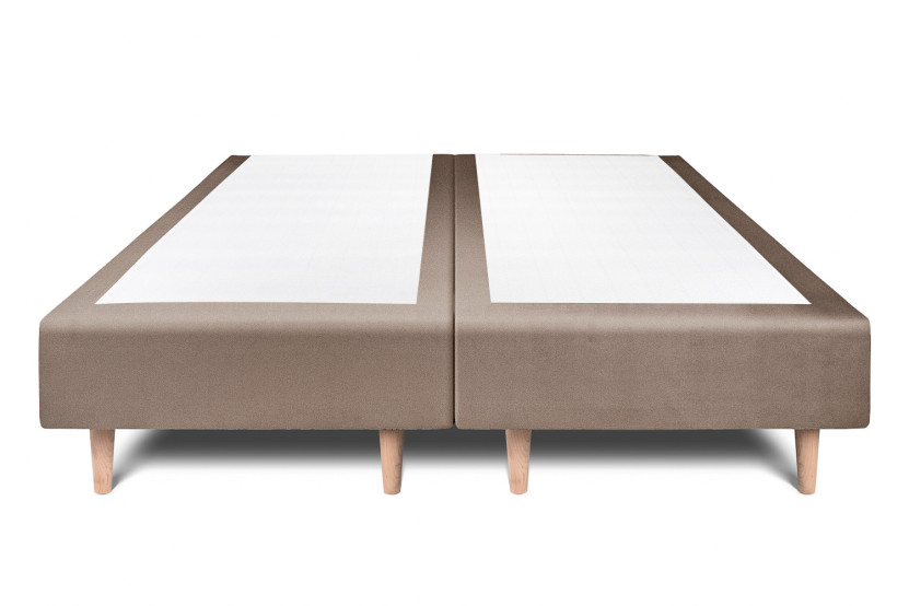 Lit 2x100x200 cm avec Tête de lit à lignes - Tissu Velours