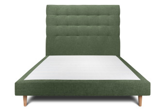 Lit 140x190 cm avec Tête de lit capitonnée - Tissu Toile natté