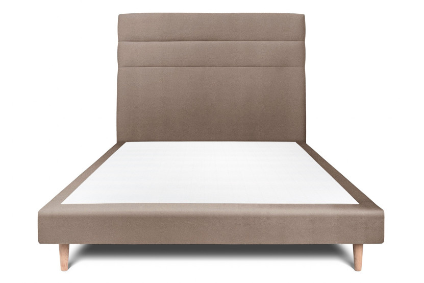 Lit 150x190 cm avec Tête de lit à lignes - Tissu Velours