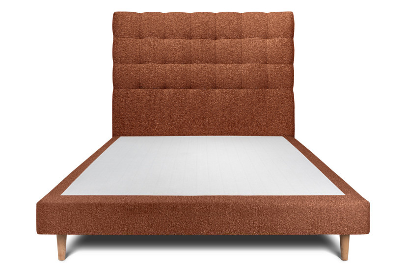 Lit 150x190 cm avec Tête de lit capitonnée - Tissu Bouclette
