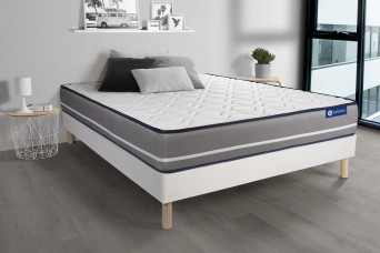 Ensemble Matelas Sommier 120x190 cm - Sommier Blanc (en kit) - Actilatex Pur