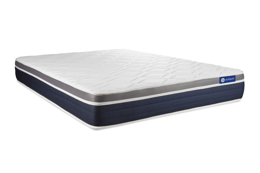 Pack lit complet 160x200 cm - Matelas + Sommier Gris (en kit) + 2 oreillers + Couette - Actiflex Confort
