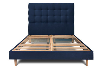 Lit 150x190 cm avec Tête de lit capitonnée - Tissu Velours