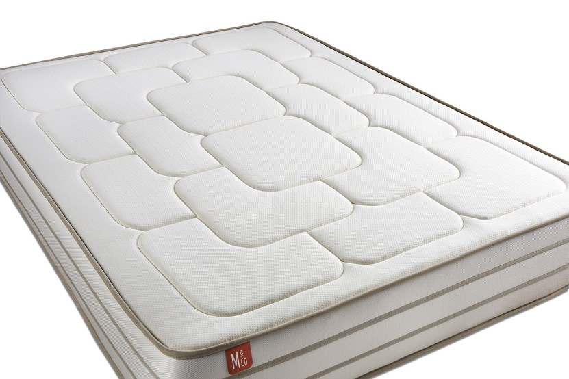 Ensemble Matelas Sommier 140x190 cm - Sommier Blanc (déjà monté) - Le Douillet