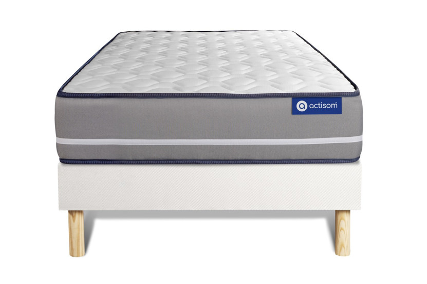 Ensemble Matelas Sommier 90x200 cm - Sommier Blanc (en kit) - Actimemo Pur