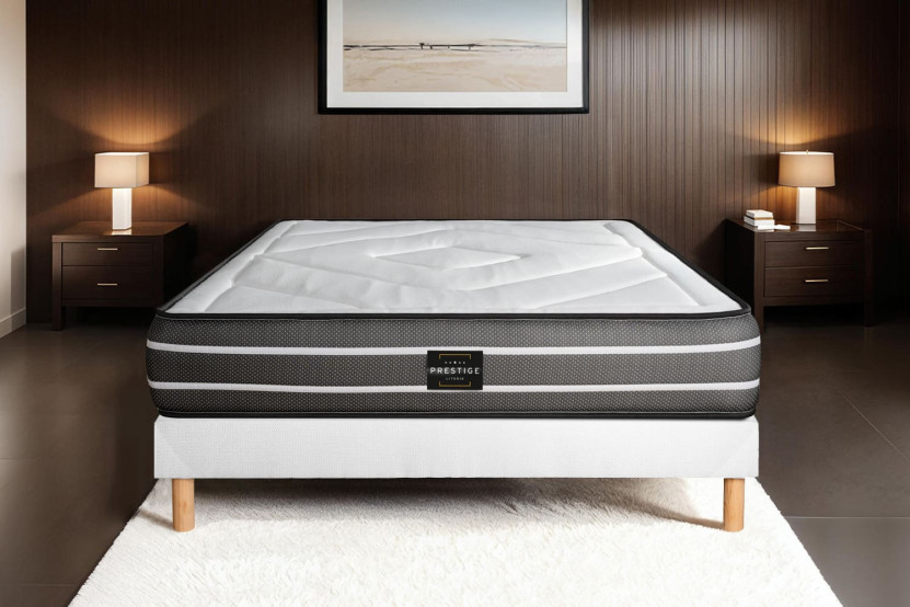 Ensemble Matelas Sommier 160x200 cm - Sommier Blanc (en kit) - Exclusive
