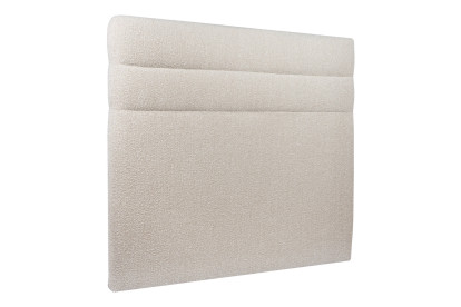 Lit coffre 160x200 cm avec Tête de lit à lignes - Tissu Bouclette Beige Clair