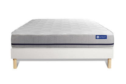 Ensemble Matelas Sommier 140x200 cm - Sommier Blanc (en kit) - Actilatex Soft