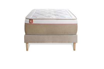Ensemble Matelas Sommier 90x200 cm - Sommier Beige (déjà monté) - Le Soyeux