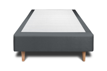 Lit 90x190 cm - Sommier tapissier H35 cm + tête de lit capitonnée - Tissu Velours Gris Anthracite