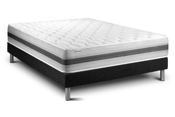 Ensemble Matelas Sommier 140x200 cm - Sommier Noir (déjà monté) - Vitalspring Recover