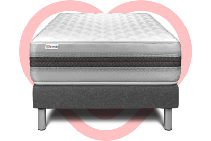 Ensemble Matelas Sommier 90x190 cm - Sommier Gris (déjà monté) - Vitalmemo Back