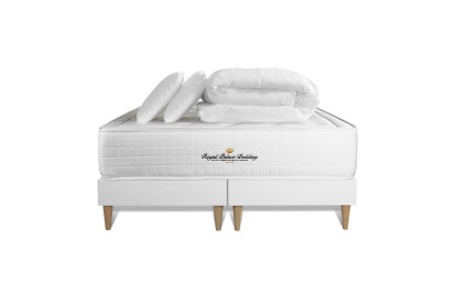 Pack lit complet 180x200 cm - Matelas + Sommier Blanc + 2 oreillers + Couette - Buckingham