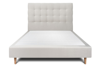 Lit 150x190 cm - Sommier tapissier H35 cm + tête de lit capitonnée - Tissu Velours Gris Clair