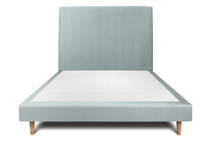 Lit 160x200 cm - Sommier tapissier H29 cm + tête de lit tapissée - Tissu Velours Gris Bleuté