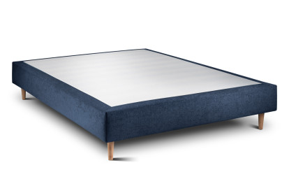 Lit 140x190 cm - Sommier tapissier H35 cm + tête de lit tapissée - Tissu Toile natté Bleu Océan