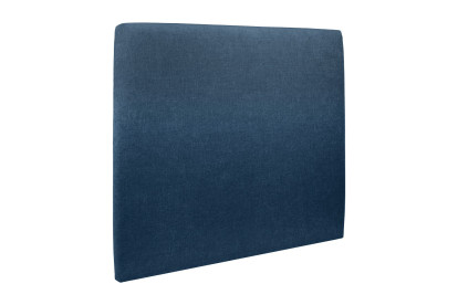 Lit 140x190 cm - Sommier tapissier H35 cm + tête de lit tapissée - Tissu Toile natté Bleu Océan